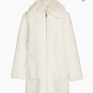 Elegant White Faux Fur Coat